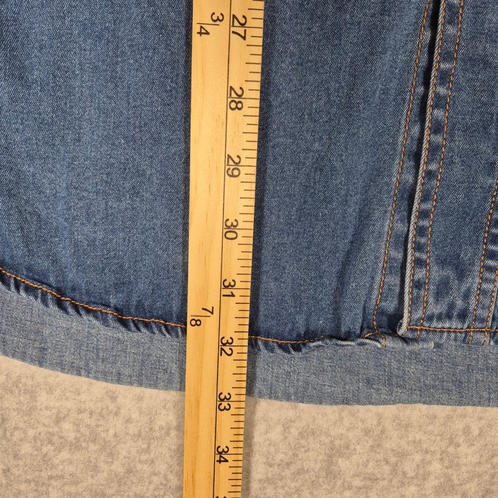 Wrangler Denim Button Down Shirt Mens XXL Blue Short Sleeve Authentic Western - Picture 9 of 10